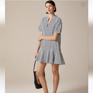 J.Crew Delilah dress in striped cotton poplin$158 Dark Evening blue XS *FLAW*